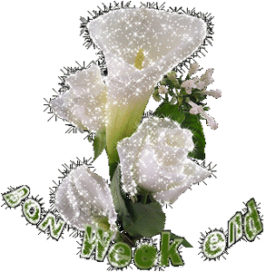 Gif animé bon week-end fleurs blanches